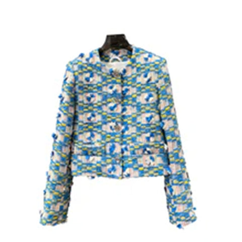 CC new blue flower tweed jacket